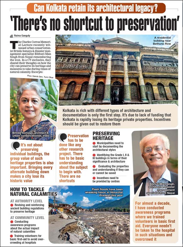 Architects Brinda Somaya and Bibhuti Man Singh talk about retaining Kolkata's Architectural legacy and disaster management, The Time of India